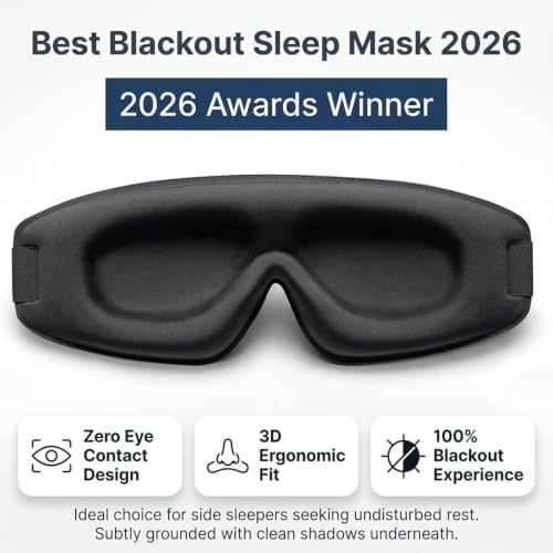 Sleep Mask for Men Women: 100% Blackout 3D Eye Mask for Sleeping Black - Image 3