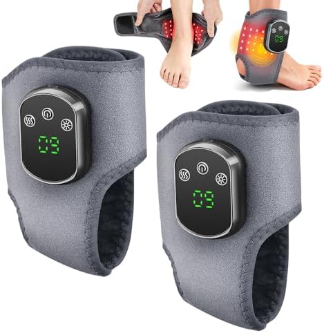2 Pack Wearable Triple Therapy Foot Massager with 5 Intensities Red Light Therapy,Heated, Vibration,3 in 1 Foot Ankle Massager Wrap with Heat Portable, 3 Heat Levels Multi Area for Plantar Fasciitis by Unknown
