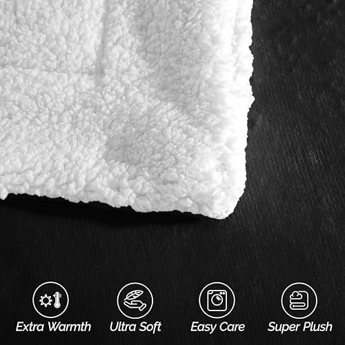 Elegant Comfort Ultra Soft Reversible Flannel Sherpa Blanket - Cozy Silky Fleece Throw for Couch, Bed - Plush Fuzzy Warm Winter Blanket for Gift, Twin, Black - Image 6
