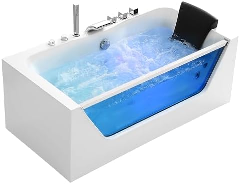 Empava 60" Acrylic Alcove Whirlpool Bathtub, Jetted Soaking Tub - Image 4