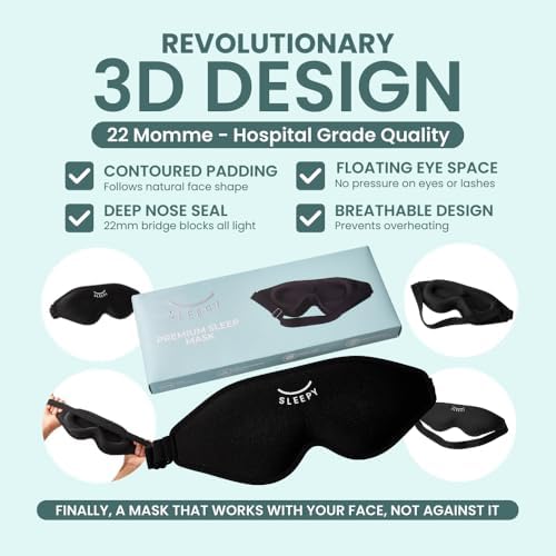 GLOWCO 3D Sleep Mask, Contoured Eye Mask for Sleeping – 100% Blackout, Zero Pressure, Adjustable Strap, Light Blocking Eye Cover for Side Sleepers & Back Sleepers, Travel, Men and Women - Image 5