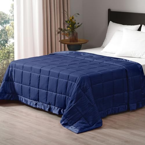 downluxe Weighted Blanket King Size, 18 lb Weighted Blanket with Glass Beads for All Season, Machine Washable Heavy Blanket (Navy, 108 X 90 Inch) by Downluxe