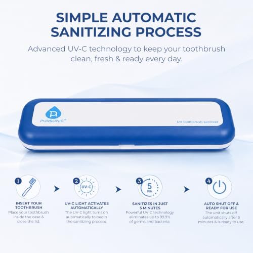 Pursonic Portable UV Toothbrush Sanitizer Case - Travel Toothbrush Sanitizer and Holder - For Electric and Manual Brush Heads with UV Light & Auto Shut Off Timer - Image 4