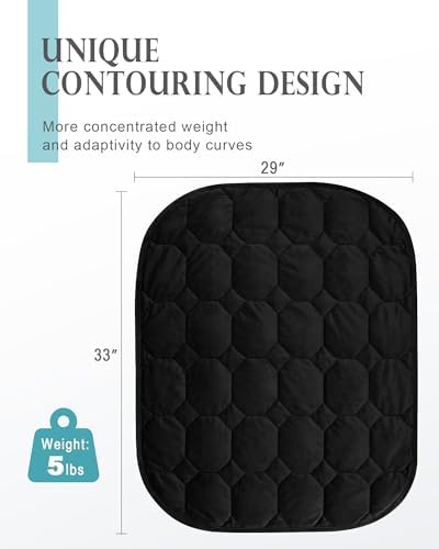 Cottonblue Small Weighted Lap Blanket 5lbs for Adults Teens 29"x33", Black - Image 3