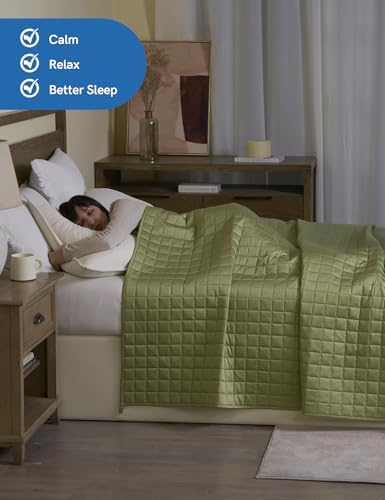 YnM Cooling Weighted Blanket for Adults, 17lbs Heavy Bed Throw for One Person of 160lbs, Perfect for Hot Sleepers or Warm Climates with Rayon/Glass Beads(60x80 Inches, Queen Bed, Matcha Green) - Image 3