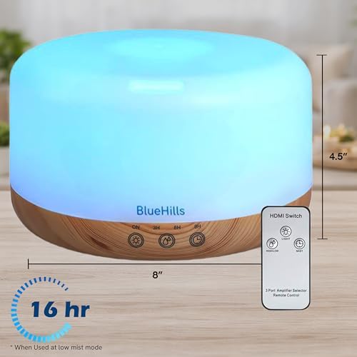 BlueHills 1000 ML Essential Oil Diffuser Premium Humidifier XL 1L Woodgrain - Image 4