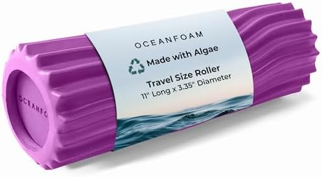 Oceanfoam Ripple Travel Foam Roller (11" x 3.35") Firm Mini Foam Roller for Physical Therapy, Deep Tissue Massage, Back Pain - High Density, Ergonomic Wave Textured - Yoga, Pilates, Exercise (Magenta) by Oceanfoam