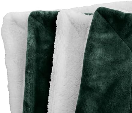 Elegant Comfort Luxury Ultra-Plush Velvet Touch Fleece Throw Soft, Warm, Cozy| Micromink Sherpa-Backing Reversible Blanket for Bed, Sofa and Couch, Solid Hunter Green - Image 3