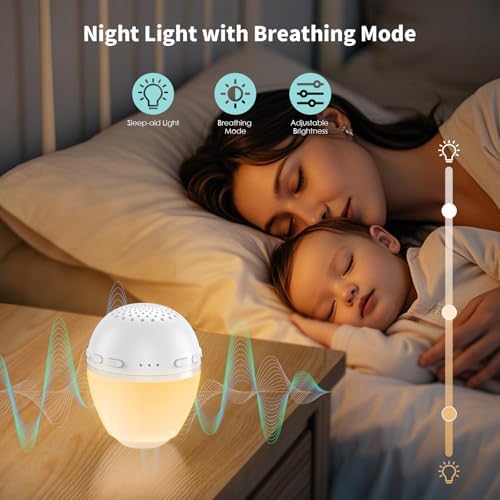 3 in 1 Smart Sound Machine, White Noise Machine with Noise Detection, Night Light, Speaker, Rechargeable Battery, 26 Soothing Sounds and Portable Design for Kids & Adults - Image 5