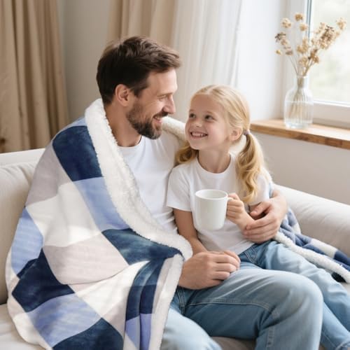 Gracelife Sherpa Fleece Throw Blanket for Couch, Fluffy Plush Warm Fuzzy Blanket for Women and Men, Cozy Thick Soft Twin Blanket for Bed, Gray-Soft Blue, 50x60 Inches - Image 3