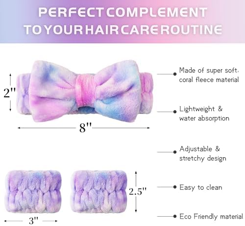 Ayesha Spa Headband and Wristband Set for Washing Face Skincare Makeup - Image 3