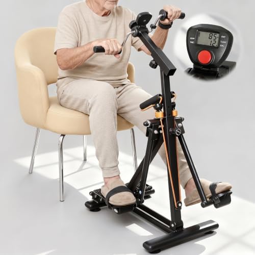 Arm and Leg Pedal Exerciser for Seniors - Seated Pedal Exerciser with Leg Swing Exercise, Arm Rope Pull Exercise&Foot Massage, Stroke Recovery Pedal Exercise Equipment for Elderly, with Digital Display by TooCust