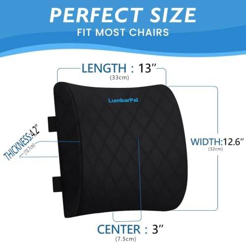 LumbarPal Lumbar Support Pillow for Office Chair Back Support Lumbar Pillow for Car, Gaming, Office Chair - Improve Sitting Posture & Back Pain Relief, Memory Foam, Adjustable Straps, Black - Image 2