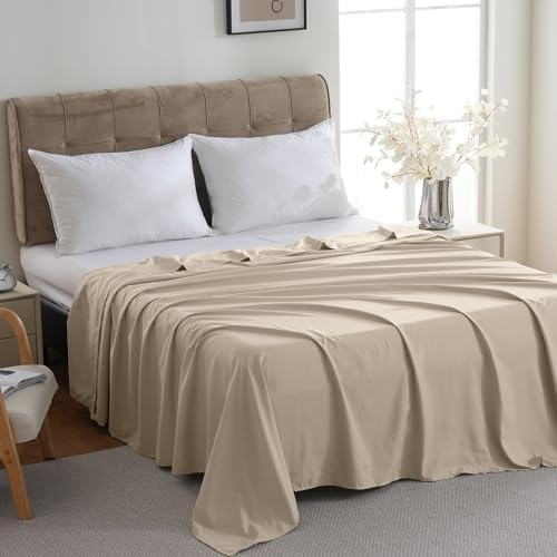 ZPECC Twin Flat Sheet Only 1 Pack, Durable Beige Top Bed Sheets Hypoallergenic Soft Brushed Microfiber Color-Coded Label, 66"x96" - Image 3