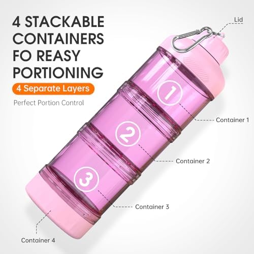 BYLWORKOUT 3-Layer Protein Powder Container with Funnel and Keychain - Image 2