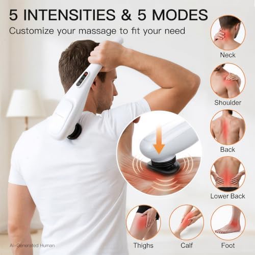 MEGAWISE Cordless Handheld Massager, 3200mAh, 5 Speeds, 7 Heads - Image 5