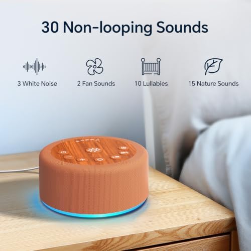 Sleep Sound Machine White Noise Machine with 30 Non Looping Sounds 12 Night light Colors with 5 Timers 36 Adjustable Volume Memory Function Brown Noise Machine for Baby kid Adult & Home Nursery Travel - Image 3