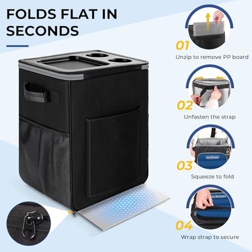 INSMEER 2-in-1 Rolling Cooler with Wheels, 60 Cans Collapsible Soft Sided Cooler on Wheels, Hard Top with 2 Cup Holders, Insulated 100% Leakproof Wheeled Cooler Bag for Beach Camping Outdoor - Image 4