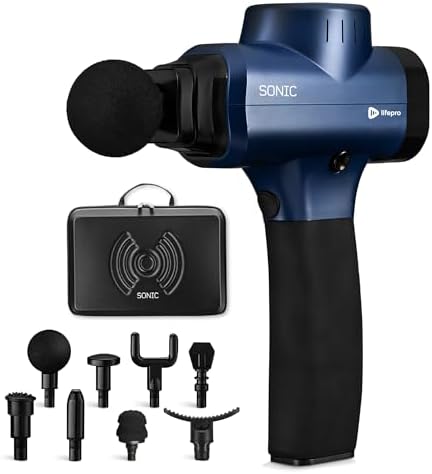 LifePro Sonic Massage Gun Percussion Muscle Massager, 8 Heads & 5 Speeds by Unknown