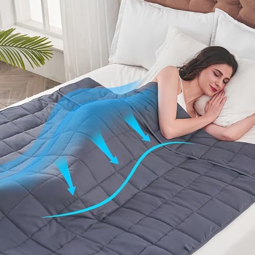 yescool Weighted Blanket for Adults (20 lbs, 48" x 72", Grey) Cooling Heavy Blanket for Sleeping Perfect for 140-160 lbs, Twin Size Breathable Blanket with Premium Glass Bead, Machine Washable - Image 4