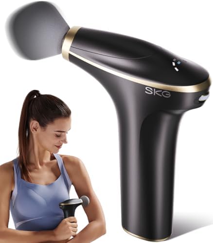 SKG Mini Massage Gun Deep Tissue for Women Men, FSA and HSA Eligible Birthday Gift for Women Men, 10mm Portable Percussion Massage Gun with Carry Bag, Handheld Muscle Massager for Pain Relief, FS700 by SKG