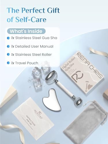 Rena Chris Stainless Steel Gua Sha Face Roller for Puffiness and Sculpting - Image 6