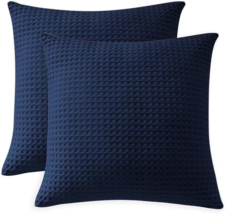 100% Egyptian Cotton 600 TC Waffle Weave Throw Pillow Covers 2 Pack by ZaizaiHome