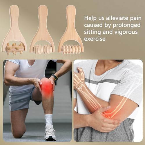 Abeillo 3Pcs Wood Therapy Massage Tools Wooden Massage Rollers, Hand Massage Tools Manual Muscle Roller Stick for Relaxes Thigh, Leg, Hands Full Body Muscle Men Women - Image 4