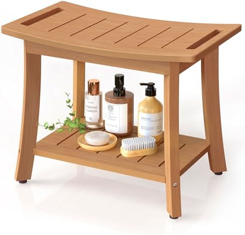 Waterproof HIPS Shower Bench for Inside Shower, Shower Stool, Brown by BEKVEMLIVING