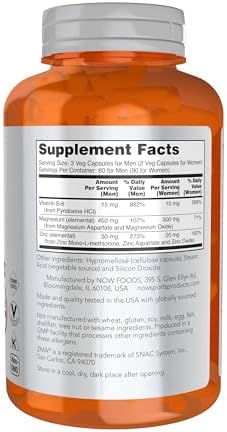 NOW Foods Sports Nutrition, ZMA (Zinc, Magnesium and Vitamin B-6), Enhanced Absorption, Sports Recovery*, 180 Capsules, (Pack of 2) - Image 3