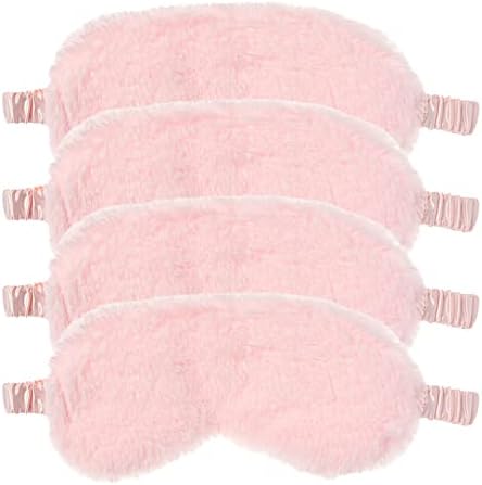 RAYNAG 4 Pack Plush Eye Mask Soft Sleeping Blindfold Eye Cover for Sleepover Gift Birthday Party Favors, Comfortable Silky Fabric on the Back, Cozy, Downy and Soft (#64 Light Pink) by RAYNAG
