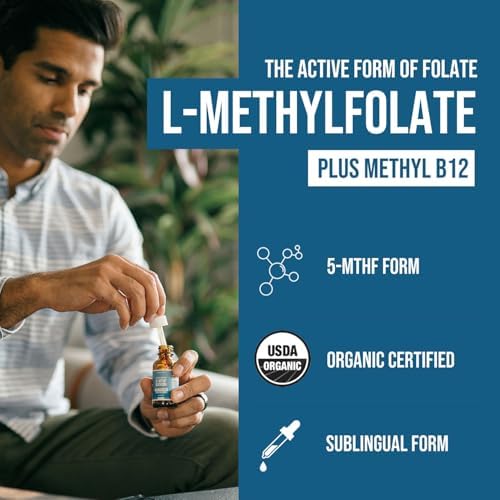 Organic L Methylfolate 7.5 mg Plus Methyl B12 Cofactor - Metabolically Active 5-MTHF Form, Superior Form of Folate - Organic Berry Flavor, Liquid Sublingual Form – Mood, Cognition, Methylation (1oz) - Image 2