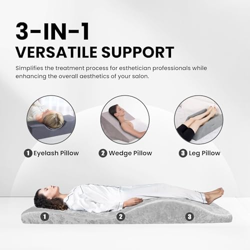 Lash Bed Foam Topper, Massage Table High-Density Foam Mattress Topper, Ergonomic Curved Lash Bed Cushion for Beauty Salon (ICEGRAY Set, 71 inches X 27.6 inches(180cm X 70cm)) - Image 6