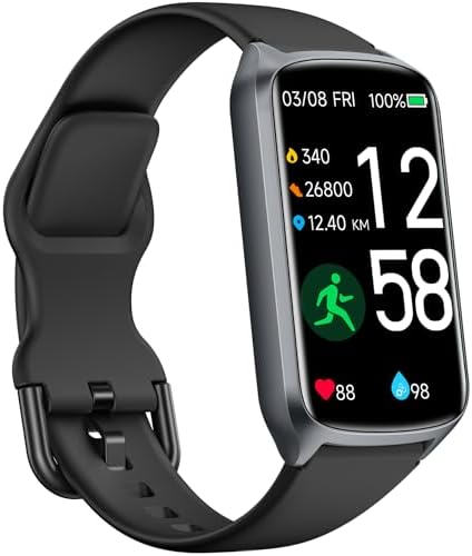 Amzhero Health Fitness Tracker with 24/7 Heart Rate, Blood Oxygen, Blood Pressure, Sleep Tracker, 5ATM Waterproof Activity Trackers with Step Tracker, Pedometer (S & L Bands Included) by smartwatch