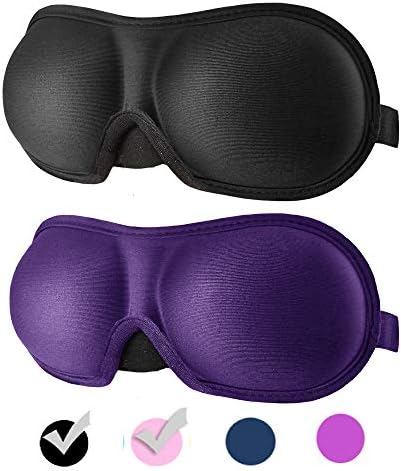 3D Eye mask for Sleeping,Machine Washable, Sleep Mask for Women, Blinder Blindfold Airplane (Black+Purple) by REEBENT