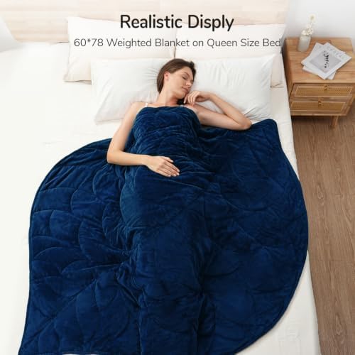 Weighted Blanket for Adults, 10 lbs, 60" x 78" washable Blankets, Navy Blue - Image 4