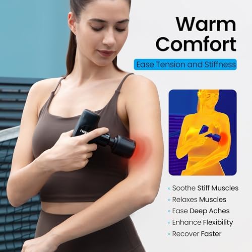NAPRE 3-in-1 Mini Massage Gun with Heat and Cold,Deep Tissue Back Massage with Detachable Handle for Neck/Body Pain Relief,Portable Handheld Percussion Muscle Massager,Small & Quiet,5 Heads,with Case - Image 4