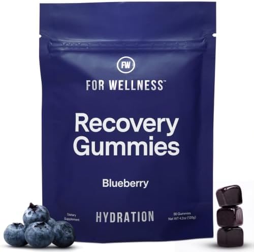 For Wellness Recovery Gummies Hydrate | Blueberry Electrolyte & Antioxidant Supplements for Hydration, Energy & Post-Workout Performance | Vegan, Non-GMO, 30 Count by ForWellness