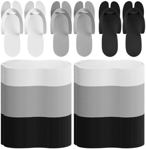 JaGely 100 Pair Disposable Pedicure Slippers Bulk Multicolor Flip Flop for Pedicure Anti Slip EVA Foam Spa Slipper Sandal Disposable Shoe Kit for Women Nail Bath Salon Party Supplies by JaGely