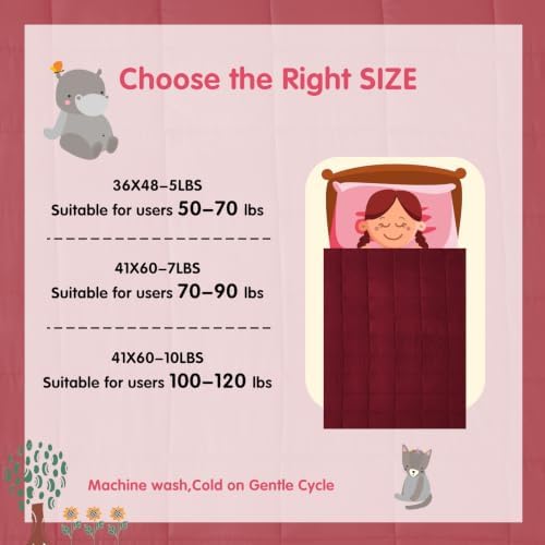 yescool Weighted Blanket (10 lbs, 41" x 60", Red) Cooling Heavy Blanket, Perfect for 90-110 lbs, Breathable Throw Blanket Gifts with Premium Glass Bead, Machine Washable - Image 6