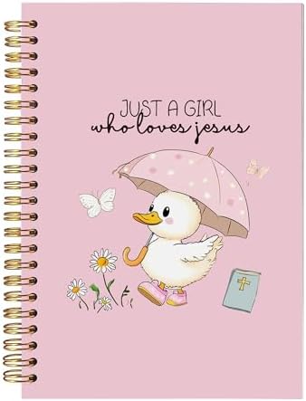 Cute Christian Journals for Women- Just a Girl Who Loves Jesus Hardcover Pink Spiral Notebooks, Christian Girl Energy Journal for Note Taking, Religious Faith Gifts for Daughter/Teen Girls393 by bitkan