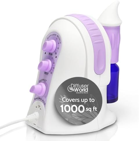1000 Sq Ft Waterless Diffuser for Essential Oils, Made in USA Lavender Waterless Aroma Atomizer for Home Large Room Fragrance, Home Scent Machine, Air Aromatherapy with Adjustable Timer by DIFFUSERWORLD
