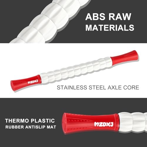 Muscle Roller Massage Roller Stick- Deep Tissue Fascia Blaster for Myofascial Pain Relief, Lymphatic Drainage & Body Sculpting, Handheld Physical Therapy & Recovery Tool ​(Red White inch) - Image 5