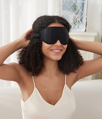 ALASKA BEAR Luxurious Silk Eye Mask with Deep Contour Molded Cups for Beauty Sleep & Lashes Extensions, 3D Zero Pressure Sleeping Eye Cover with Easy-to-Adjust Strap - Image 5