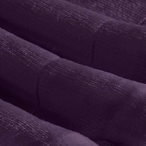 Elegant Comfort Ultra Soft Reversible Flannel Sherpa Blanket - Cozy Silky Fleece Throw for Couch, Bed - Plush Fuzzy Warm Winter Blanket for Gift, Full, Purple - Image 7