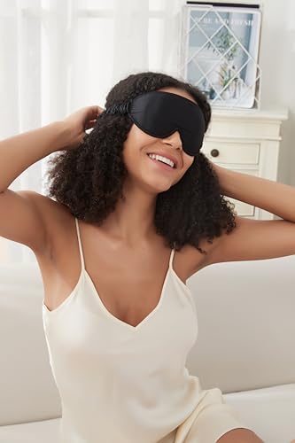 ALASKA BEAR Luxurious Silk Eye Mask with Deep Contour Molded Cups for Beauty Sleep & Lashes Extensions, 3D Zero Pressure Sleeping Eye Cover with Easy-to-Adjust Strap - Image 7