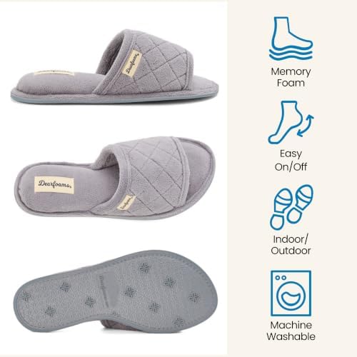 Dearfoams womens Slipper Memory Foam Summer House Shoe Beatrice Terry Slide - Image 3