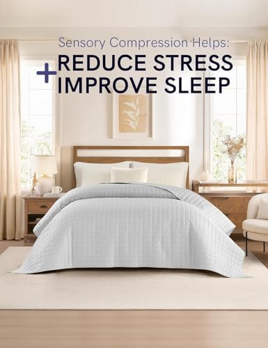 YnM King Size Cooling Weighted Blanket for Adults (88x104 Inches, 30 Pounds, Light Grey), Perfect for Hot Sleepers with Cooling Rayon/Glass Beads, Heavy Bed Blanket for Couple on Queen or King Bed - Image 3
