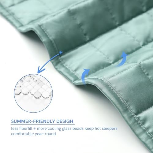 YnM King Size Cooling Weighted Blanket for Adults (88x104 Inches, 20 Pounds, Sea Grass), Perfect for Hot Sleepers with Cooling Rayon/Glass Beads, Heavy Bed Blanket for Couple on Queen or King Bed - Image 5