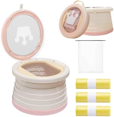 SunnySmile Portable Toilet for Kids,Portable Potty Seat for Toddler Travel,Travel Potty with Travel Bag, Applicable to Camping, Indoor/Outdoor Use, Includes 45 Replacement Bags (Pink) by SunnySmile